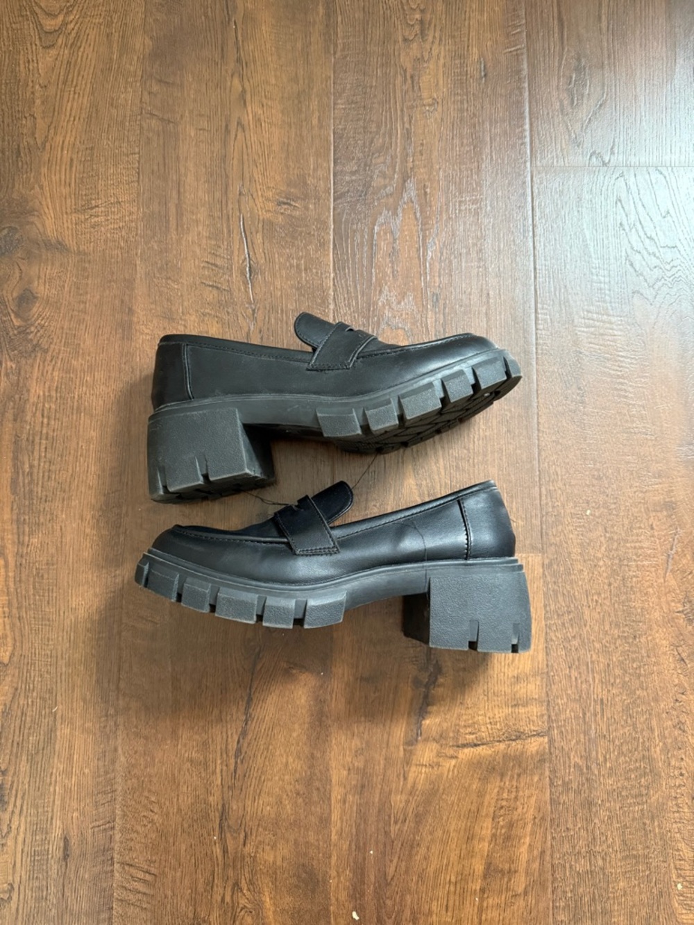 Black Chunky Platform Loafers - Women